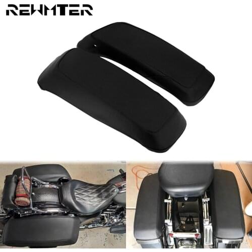 Motorcycle Saddlebag Lid Cover Bagger Audio Rain Dust Speaker Lids Leather Waterproof For Harley Touring Electra Glide FLH 14-20