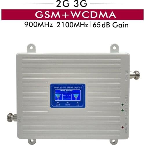 Gain 65dB 2G 3G Dual Band Booster 900 2100 MHz Mobile Signal Booster GSM 900 UMTS WCDMA 2100 Signal Repeater Cellular Amplifier
