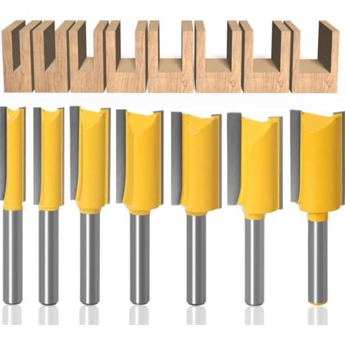 1/4 /6.35 mm Shank Straight Bit Tungsten Carbide Single Double Flute Router Bit Wood Milling Cutter for Woodwork 1 pcs