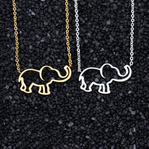 Stainless Steel Elephant Necklaces For Women Men Gold Silver Color Animal Neck Chain Choker Male Female Pendant Necklace Jewelry