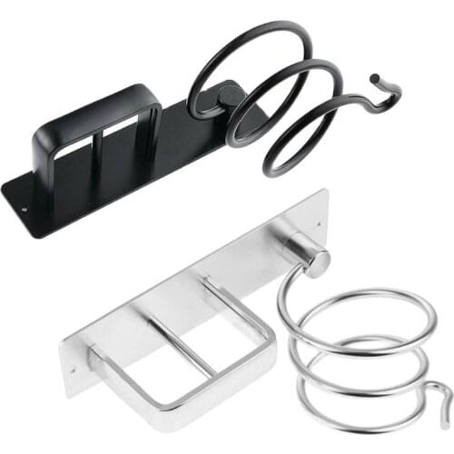 Space Aluminum Wall Mounted Hair Dryer Rack Storage Organizer Hairdryer Straightener Holder for Washroom Bathroom Shelf