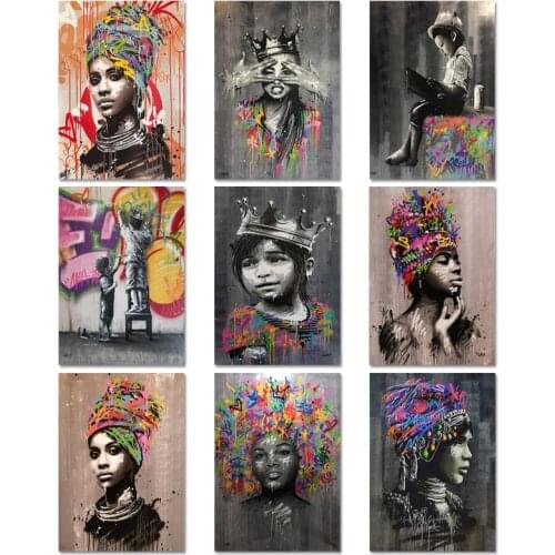 Colorful Girl Abstract Canvas Painting Wall Art Posters for Living Room Paintings on The Wall Prints Bed Room Decoration Picture