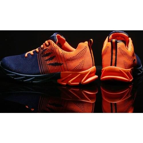 Outdoor Sport Shoes Mens Shoes Non-slip Lace-up Sneakers New Breathable Flying Woven Running Shoes Zapatillas Hombre Deportiva