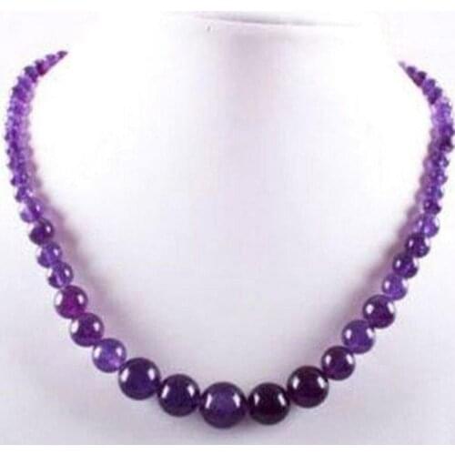 6-14mm Amethyst Round Beads jade Gemstone Necklace 18"