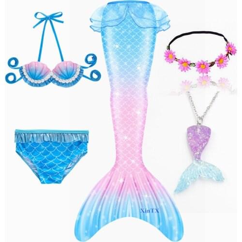 Kids Mermaid Tails Swimming Swimwear Swimmable Beach Clothes Little Children Mermaid Swimsuit Can Add Monofin Fin