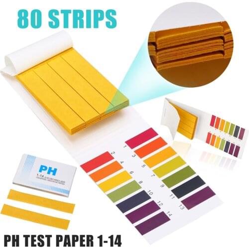 80 Strips Testing Alkaline Acid Indicator Paper Universal Litmus PH Test Paper 1 - 14 PH For Water Quality Analyzer