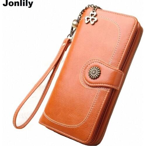 2019 Hot Sale Women Clutch Leather Wallet Female Long Wallet Women Zipper Purse Strap Money Bag Purse For iPhone 7 LI-431