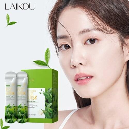 20pcs boxed Green Tea Sleeping Mask No-Wash Face Masks Acne Skin Care For Moisturizing Soothing Repair Night Cream Korean Face