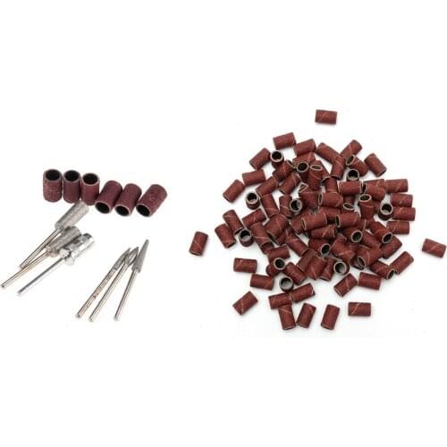 6Pcs Nail Bits Set Sanding Band For Electric Nail File/Drill & 100 Pcs Nail Drill Sanding Band Machine Replacement Bits