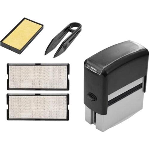 Self Inking Stamp Set Custom Personalised DIY Business Name Number Address Printing Rubber Stamp with Tweezers Kit