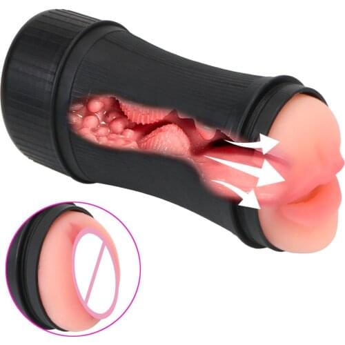 15cm Pump Penis Enlargement Sex Toys For Men Adult Male Masturbator Machine Realistic Vagina Mouth Real Pussy 2 In 1 Erotic Shop