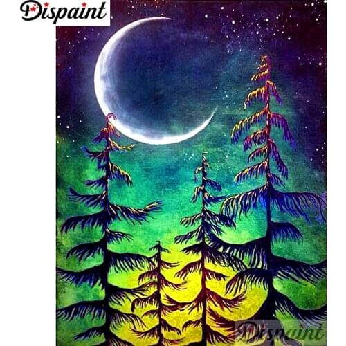 Dispaint Full Square/Round Drill 5D DIY Diamond Painting "Tree moon" Embroidery Cross Stitch 3D Home Decor A12921