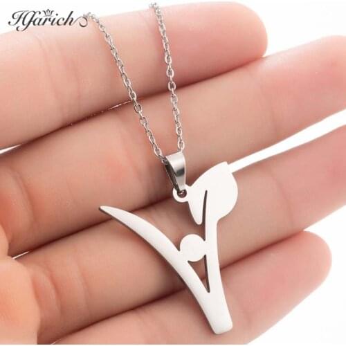 Hfarich Stainless Steel Trendy Floral Plant Vegetarian Symbol Necklace Chain Vegan Pendant Necklace for Vegetarian Jewelry