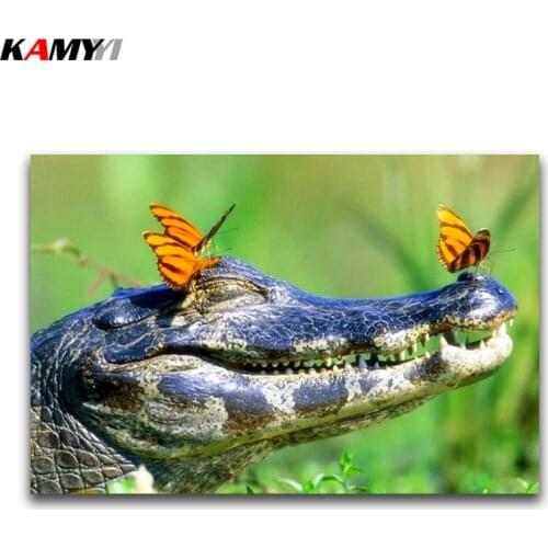 Full Square Diamond painting Crocodile DIY 3d Diamond mosaic butterfly Full Round Diamond embroidery Cross stitch animal