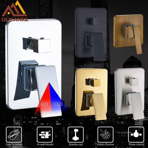 Quyanre Concealed Shower Mixer Valve Chrome Black Gold Nickel 2-way 3-way Shower Single Handle Mixe Tap Bath Faucet Accessories