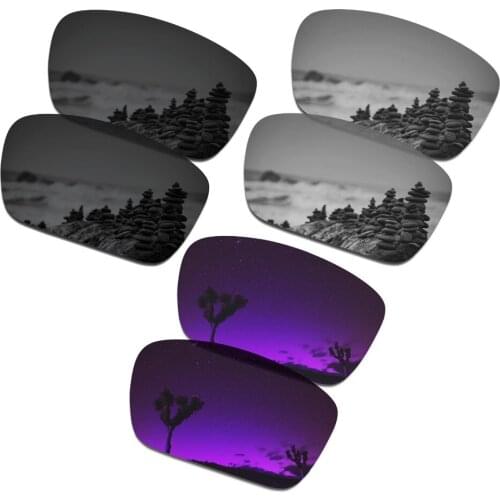 SmartVLT 3 Pairs Polarized Sunglasses Replacement Lenses for Oakley Fuel Cell Stealth Black & Silver Titanium & Plasma Purple