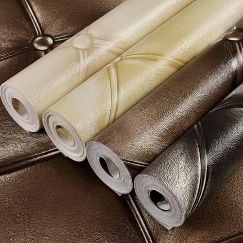 Q QIHANG Modern Simple Style 3D Soft Imitation Leather Pattern Diamond Bedroom Tv Hotel Wallpaper 1.73' w X 32.8' L= 57 Sq.ft