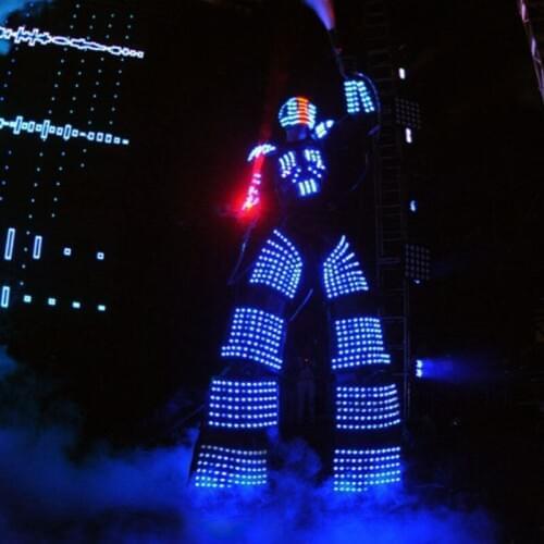 DHL Free LED dance Costume for LED Robot suits for david robot Size customized RGB change color LED Robot