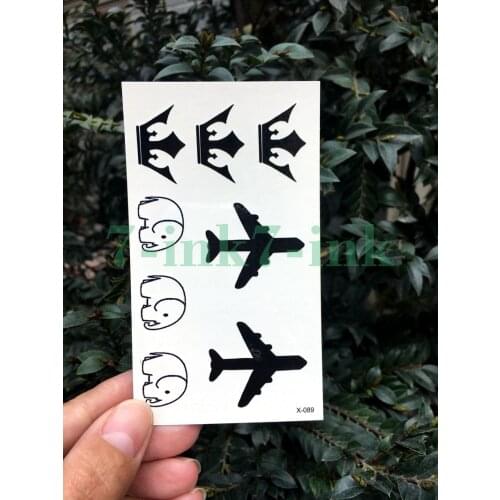 Waterproof Temporary Tattoo Sticker black aircraft Elephant Crown tattoo flash tatoo fake Water Transfer tatto for Woman Man