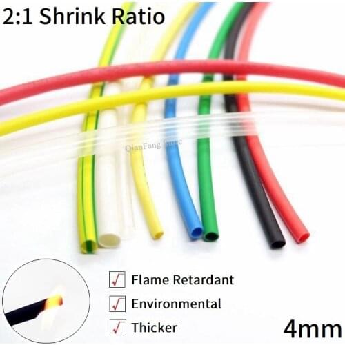 1M Heat Shrink Tube 4mm Diameter Insulated Polyolefin 2:1 Shrinkage Ratio Wire Wrap Connector Line Repair 600V Cable Sleeve