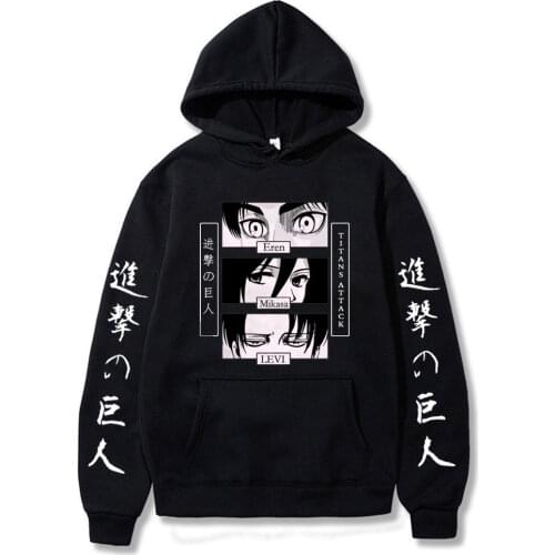 Japanese Anime Attack on Titan Hoodies Men Shingeki No Kyojin Streetwear Titans Attack Levi Ackerman Unisex Sweatshirts Male