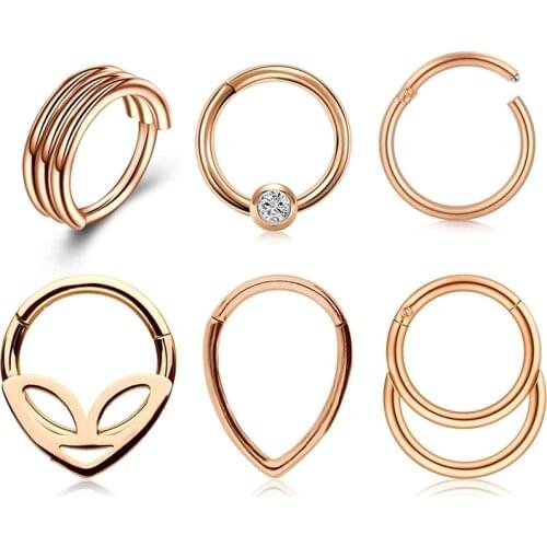 Nose Septum Segment Ring Nose Septum Ring Hoop Mixed Styles Stainless Steel Clicker Septum Ring Cartilage Helix Daith Piercing