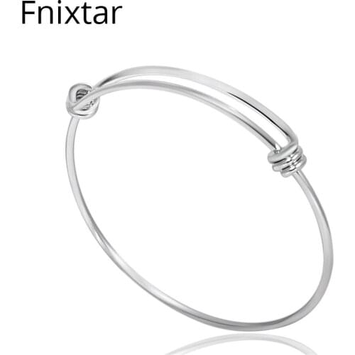 Fnixtar Never Fade Cuff Bangle for Women Expandable Stainless Steel Bangle & Bracelet DIY Jewelry Making 60mm 65mm 20pcs/lot