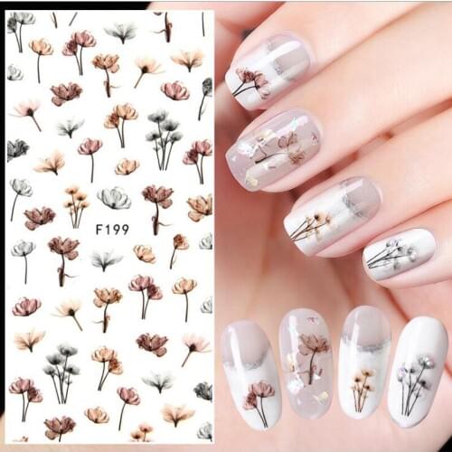 1 Sheet Embossed 3D Nail Stickers Blooming Flower 3D Nail Art Stickers Decals 1078 - Blossom Nail stickers Korean Floral Sticker