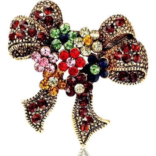 12pcs/lot Wholesale Cheap Price Bowknot Brooches for women gifts Rhinestone Hijab Pins Women Bags Accessories Small Broch