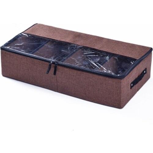 2PCS / LOT Washable Cloth Transparent Cover Shoe Box Underwear Socks Storage Bed Under Wardrobe Linen Storage Box