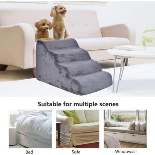 4-Floor Dog Stairs Pet Step Non-Slip 4-Floor Slope Stairs Dog Ramp Sponge Steps For Small Dogs And Cats Miniatures Washable