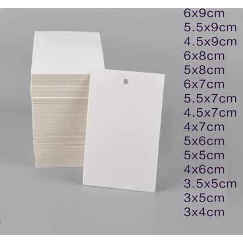 50pcs 5x5/6x9/3x4cm White Blank Paper Marking Blank Price Tags For Diy Jewelry Display Necklace Cards Hang Favor Label Tag