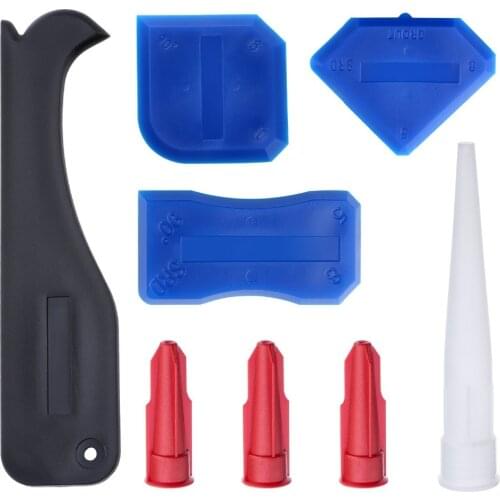 Free Shipping 8 Pieces Caulking Tool Kit Caulk Caps Sealant Finishing Tool Silicone Scraper&Trowel Caulking Kit
