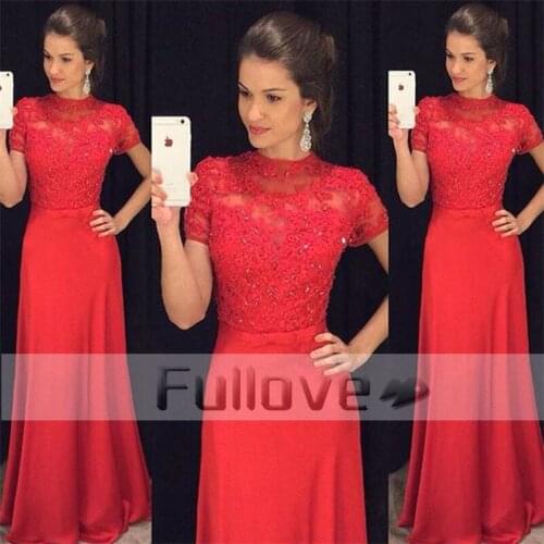 Noble Red Appliques Prom Dresses Long 2019 Sheer Beaded Formal Prom Party Dress Evening Gowns Vestidos De Fiesta Galajurken