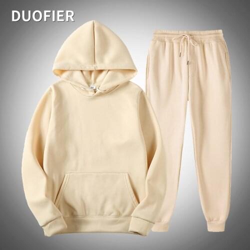 Brand Solid Casual Mens Sets Autumn New Hoodies + Pants 2 Piece Tracksuit Man/Woman 2021 Trendy Sportswear Set Unisex 14 Color