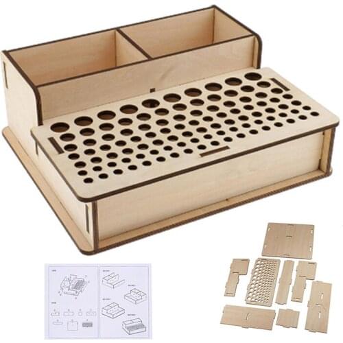 LMDZ Wooden Leather Tool Storage Box Leathercraft Rack Stand DIY Tamping Punching Tools Holder Organizer Storing