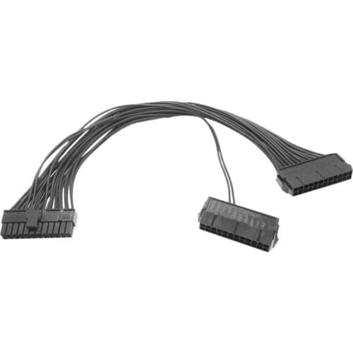 Dual PSU Power Supply 24 Pin 18AWG Extension Cable, for ATX Motherboard, 24 Pin to 24(20+4) Pin, 12 Inch/ 30cm