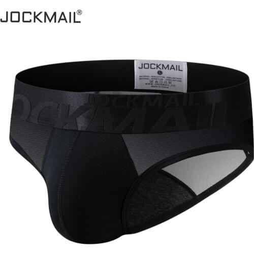 JOCKMAIL Sexy Men Underwear Briefs Cotton Breathable Low Waist Gay Panties Jockstraps Sexi Transparent Homme Jock Straps Slip