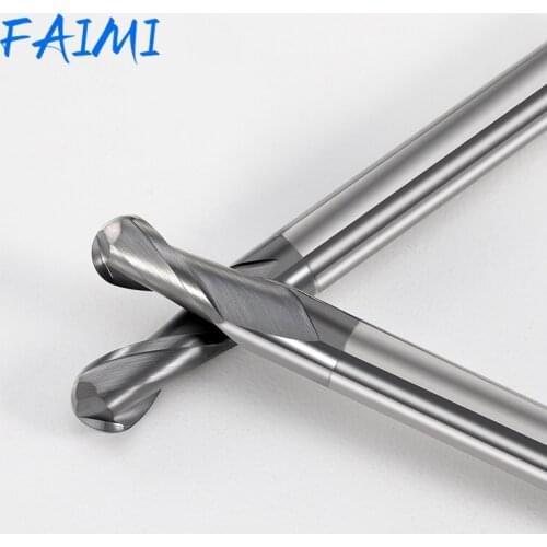 Tungsten Steel Carbide Ball Nose End Mills 2 Flutes Milling Cutter Hrc50 ALTiN Coating Cnc Maching Metal Milling Steel Tools