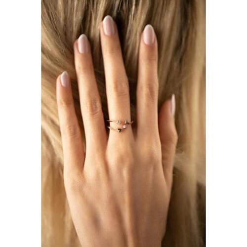 Ring 925 Sterling Silver Cross Heart Pattern Rose Plated Silver Ring