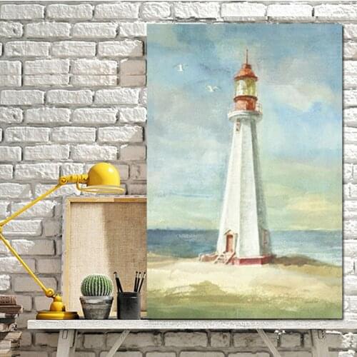 Minimalist Pharos Sailboat Nordic Scandinavian Art Poster and Print Painting Cartoon Wall Picture for Living Room Cuadros Decor