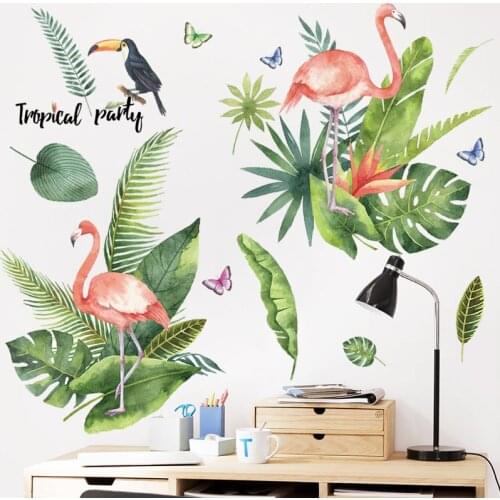 Nordic Style Wall Stickers Tropical Plant Living Room Bedroom Home Decoration Accessories Aesthetic Decal Creative Art Mural