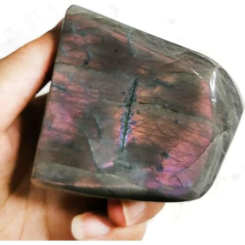 Purple Flash Natural Labradorite Polished Freedom Quartz Crystal Palm Stone Minerals Reiki Healing Crystal Stone Home Decoration