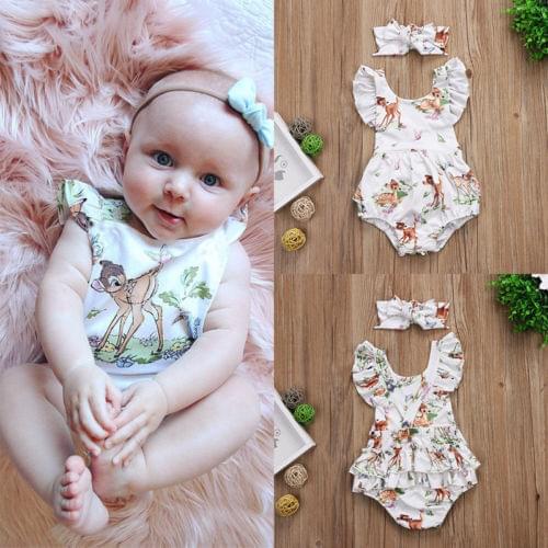 2019 Newest Fashion Newborn Toddler Infant Baby Girls Deer Romper Bodysuit Jumpsuit Clothes Outfits