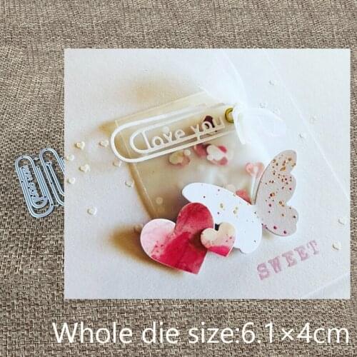 New Design Craft Metal Cutting Die cut dies 2pcs love you heart clips scrapbooking Album Paper Card Craft Embossing die cuts