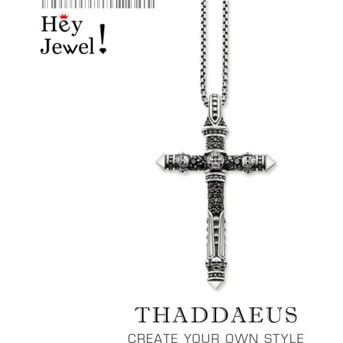 Cross Pave Link Necklace,2020 Brand New Chain Fashion Jewelry Europe 925 Sterling Silver Rebel Bijoux Gift For Men & Women