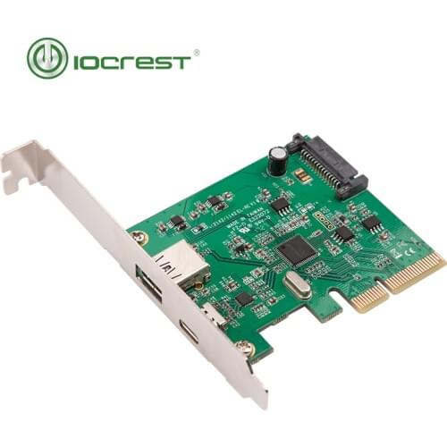 IOCREST PCI Express to USB3.1 USB-C+ USB3.1 Type-A Host Controller Card up to USB3.1 Gen-II 10Gbps Supper Speed ASM3142 Chipset