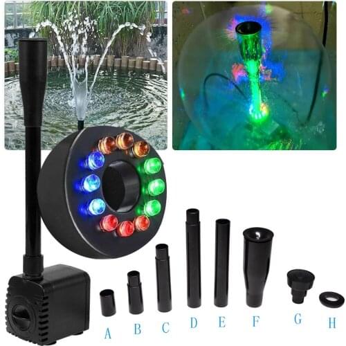 New Arrival Led Pool Submersible Water Pumps for Aquarium Fish Tank Garden Pond Statuary Outdoor Fountain Pump with 12leds Light