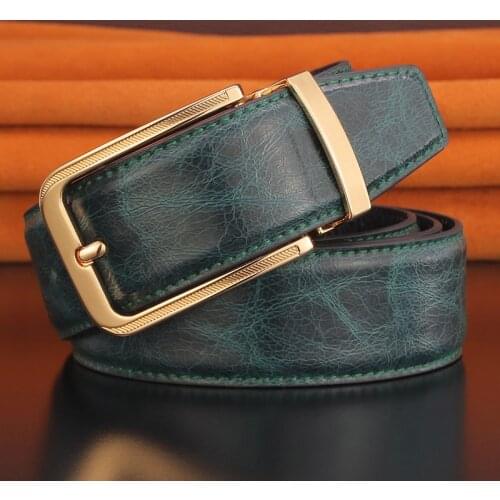 Geometric pin buckle designer belt mens green belt fashion luxury brand formal casual cowhide belt high quality