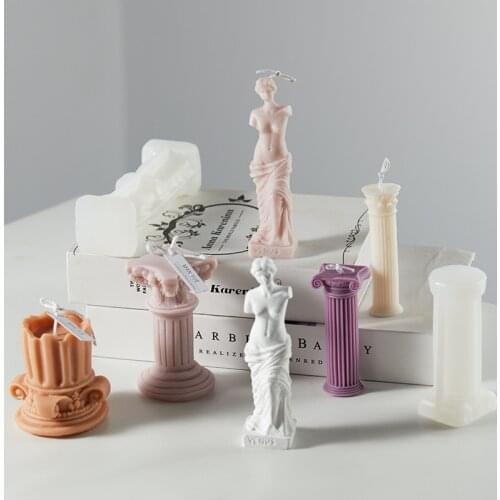 Roman Column Silicone Mold DIY Venus Goddess Aromatherapy Candle Mold Human Body Plaster Mold Candle Making Supplies